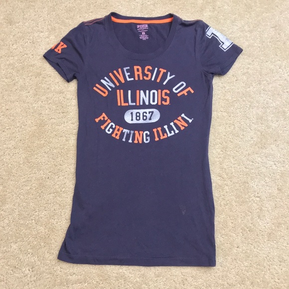 PINK Victoria's Secret Tops - 🍁2/$30 VS PINK University of Illinois Distressed Longline Tee